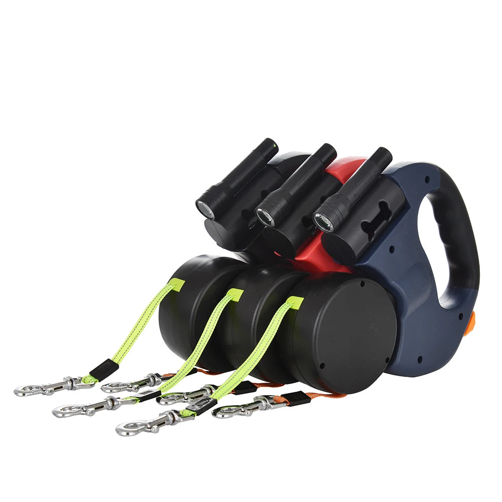 Dog Dual Pet Leash For Small Dogs Reflective Lead 360 Swivel No Tangle Double Dog Walking Leash With Lights