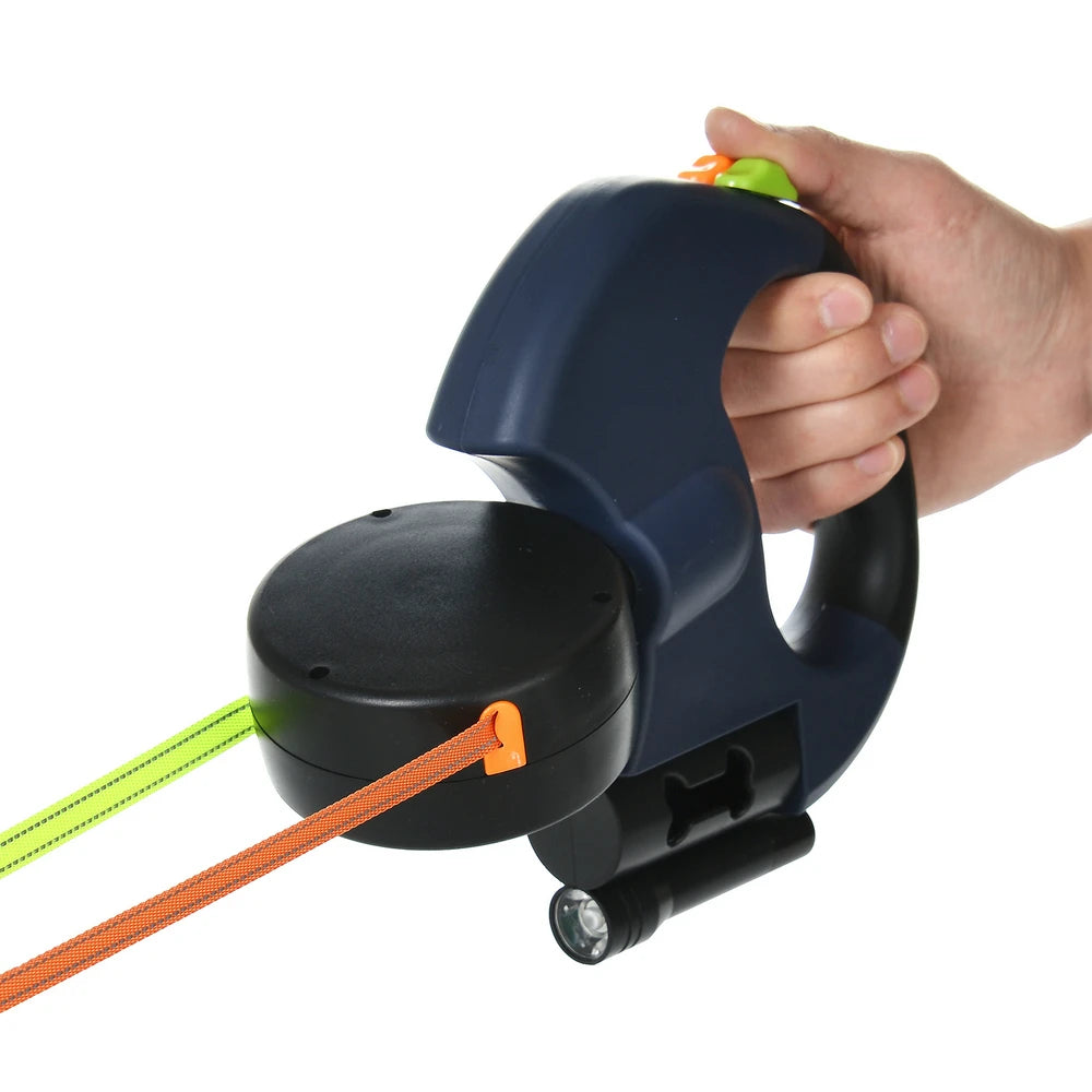 Dog Dual Pet Leash For Small Dogs Reflective Lead 360 Swivel No Tangle Double Dog Walking Leash With Lights