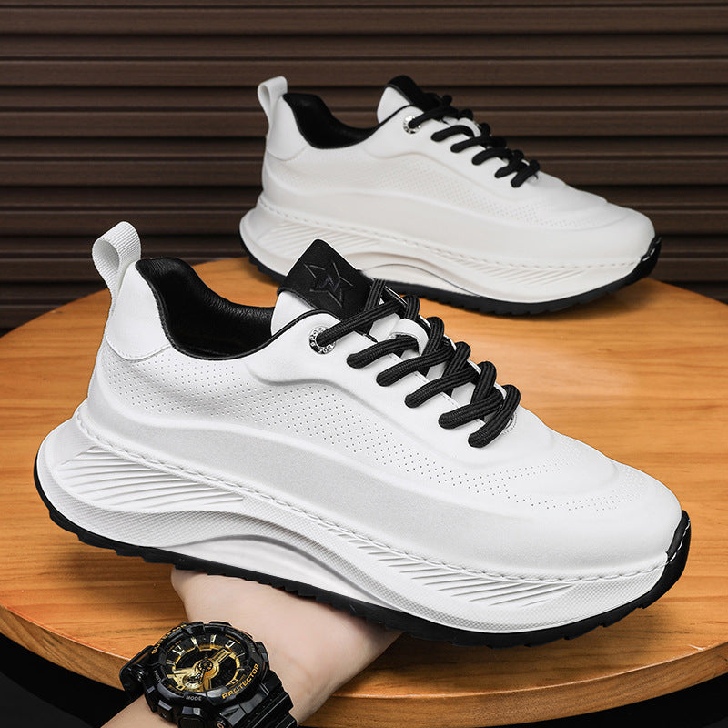 Men'S Thick-Soled Sports Shoes Casual Breathable Sneakers Lace-Up Dad Shoes Boy