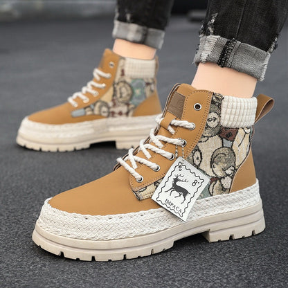 Men's Casual All-match Worker Boots High-top Shoes