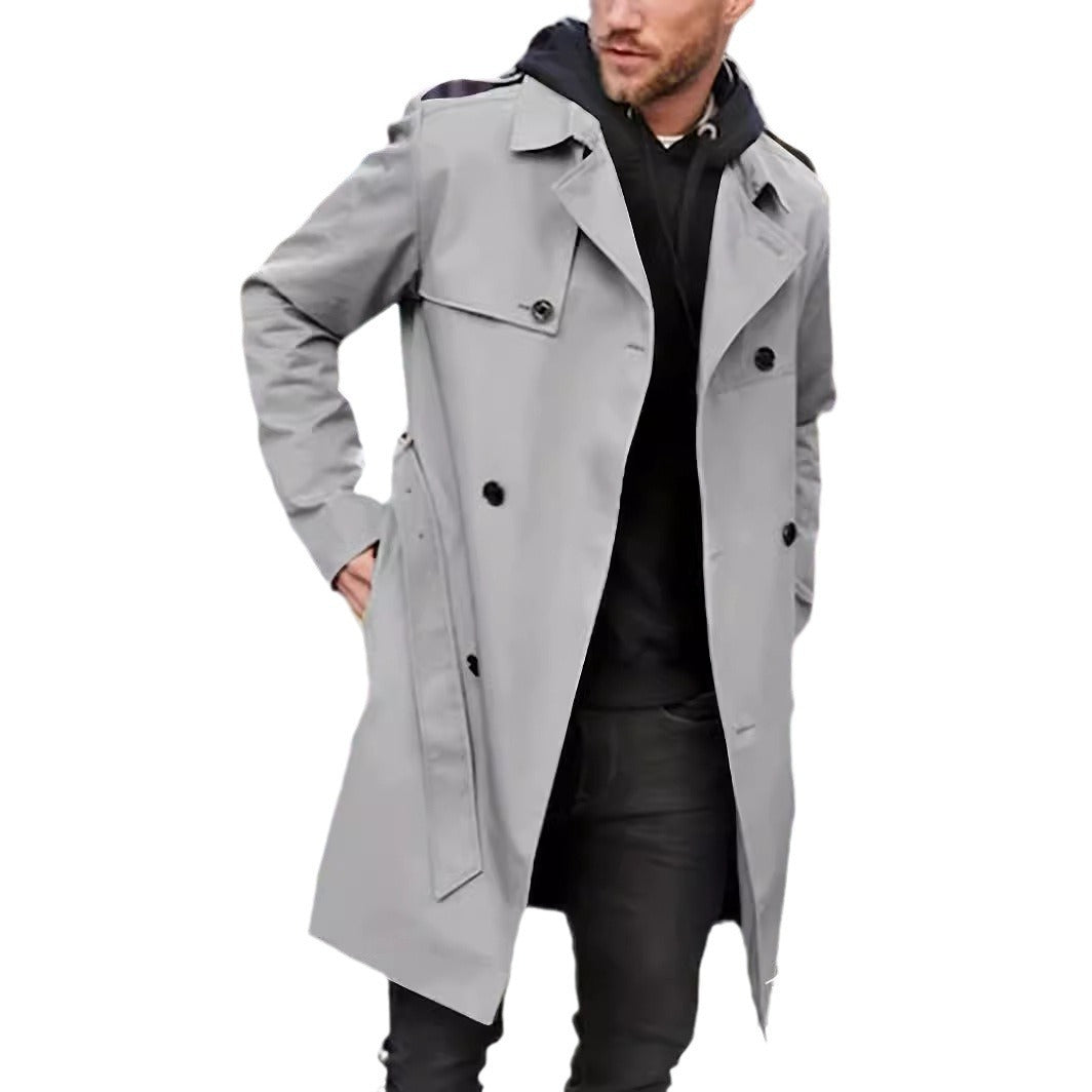 Men's Double-breasted Long-sleeved Lapel Cooked Coat