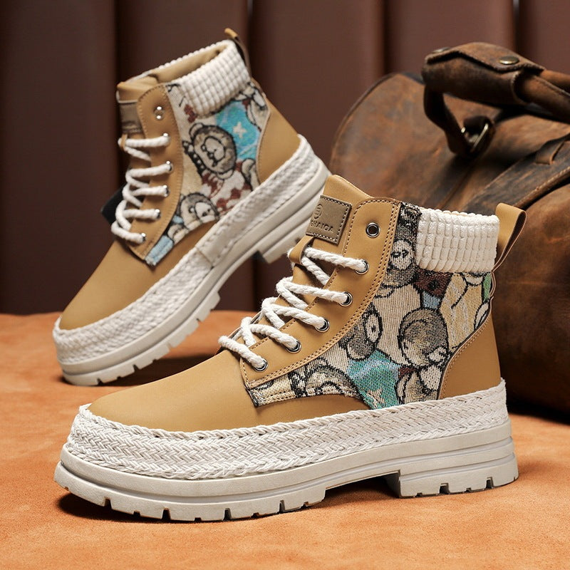 Men's Casual All-match Worker Boots High-top Shoes