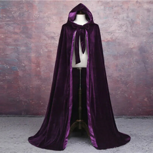 UNISEX Velvet Hooded Halloween Costumes  Witch Vampire Magician Cape Fancy Dress Cosplay Coat