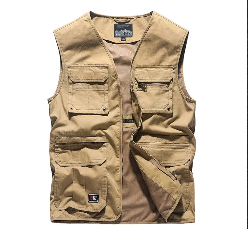 Premium Men's Casual Sleeveless Vest With Multi Pockets Waistcoat