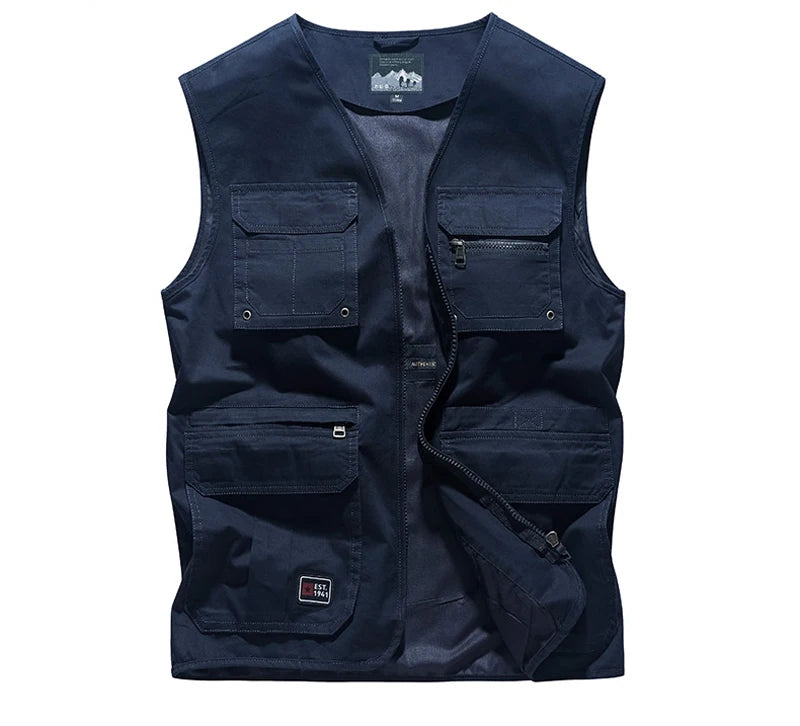 Premium Men's Casual Sleeveless Vest With Multi Pockets Waistcoat