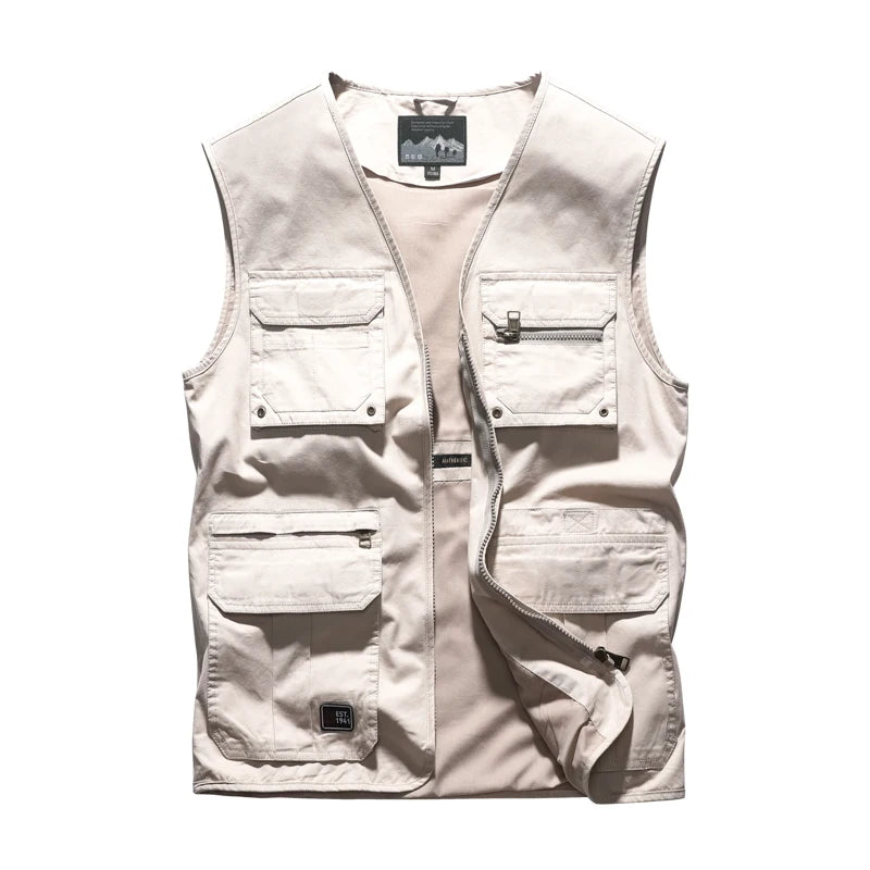 Premium Men's Casual Sleeveless Vest With Multi Pockets Waistcoat