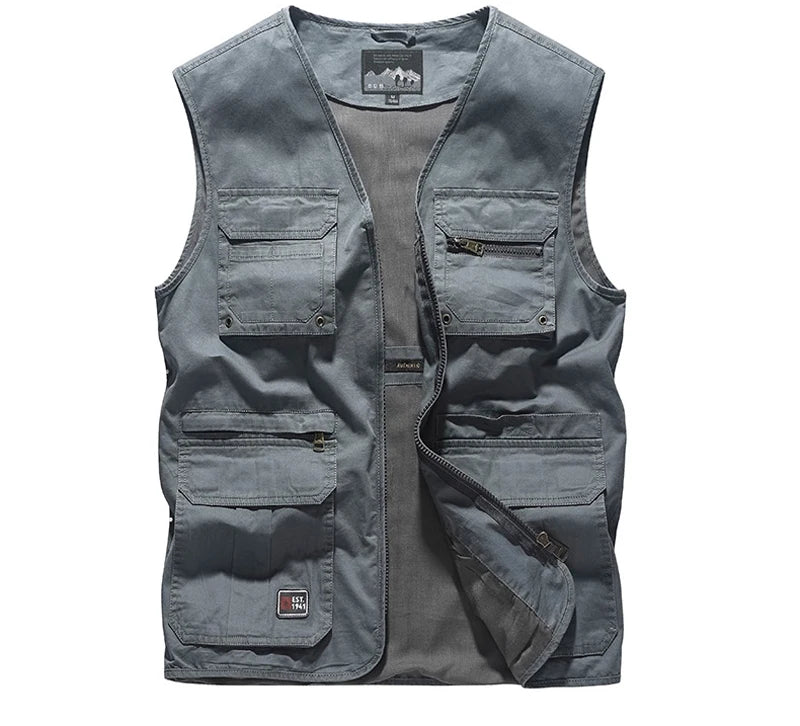 Premium Men's Casual Sleeveless Vest With Multi Pockets Waistcoat