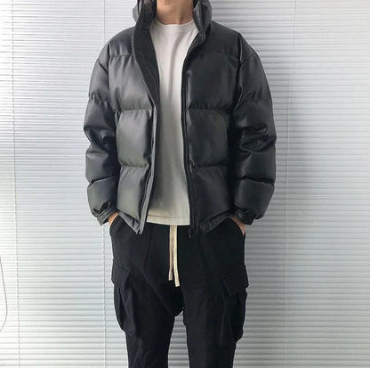 Premium fleece Jacket Collared Male Padded Coats Y2k Fashion Padding Korea Parkas Winter Korean Clothing  Style