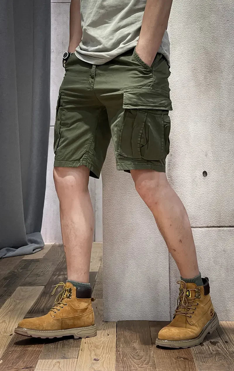 Men's Cargo Shorts Half Combat Male Bermuda Short Pants Solid Comfortable