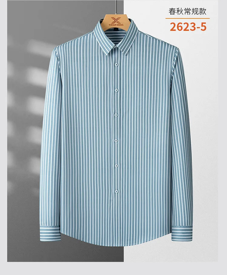 Men's Striped Shirt Long Sleeve Slim Fit Regular Fit