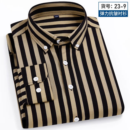 Men's Striped Shirt Long Sleeve Slim Fit Regular Fit