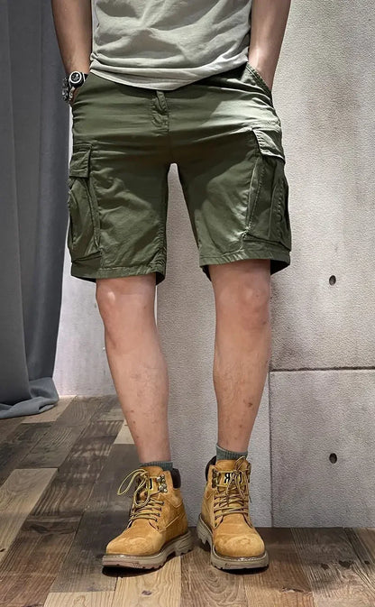 Men's Cargo Shorts Half Combat Male Bermuda Short Pants Solid Comfortable