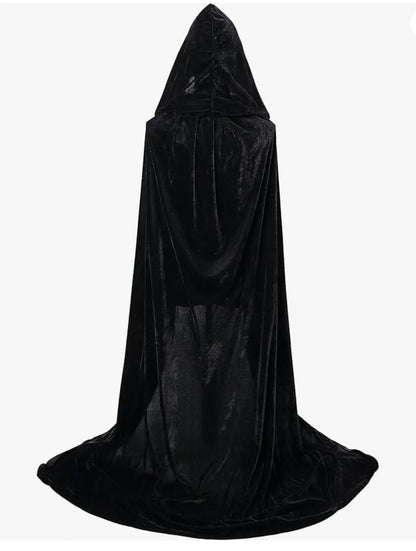 Halloween Pleuche Velvet Coat Cape Hooded Medieval Costume Witcher Vampire Halloween Cosplay Costume