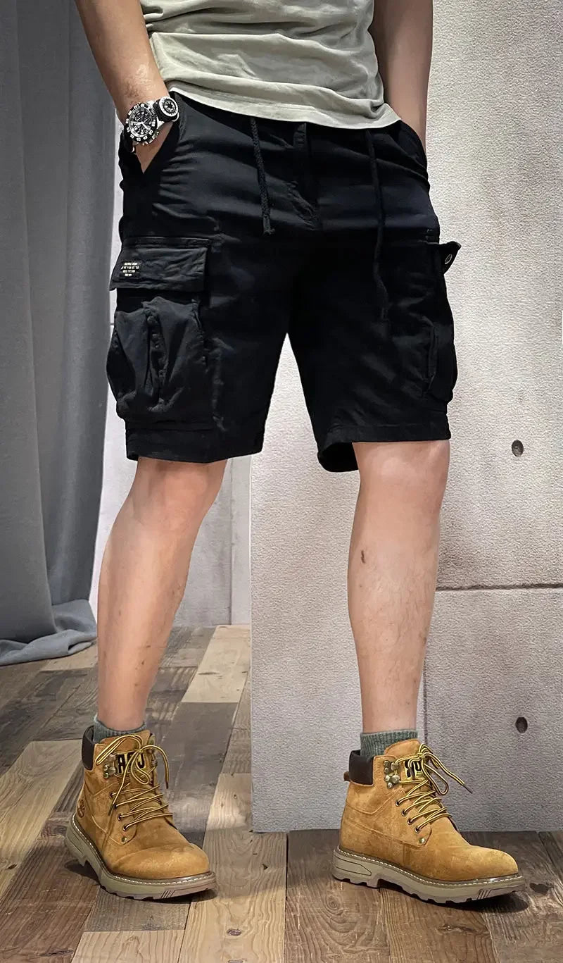 Men's Cargo Shorts Half Combat Male Bermuda Short Pants Solid Comfortable