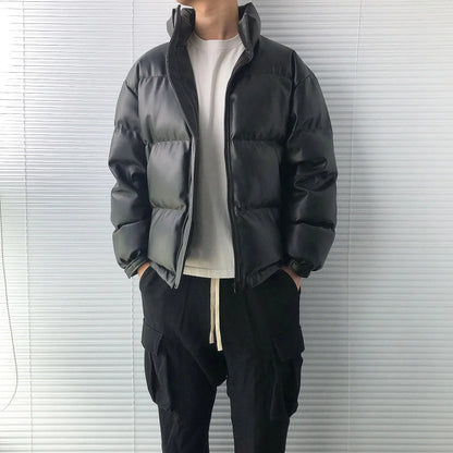 Premium fleece Jacket Collared Male Padded Coats Y2k Fashion Padding Korea Parkas Winter Korean Clothing  Style