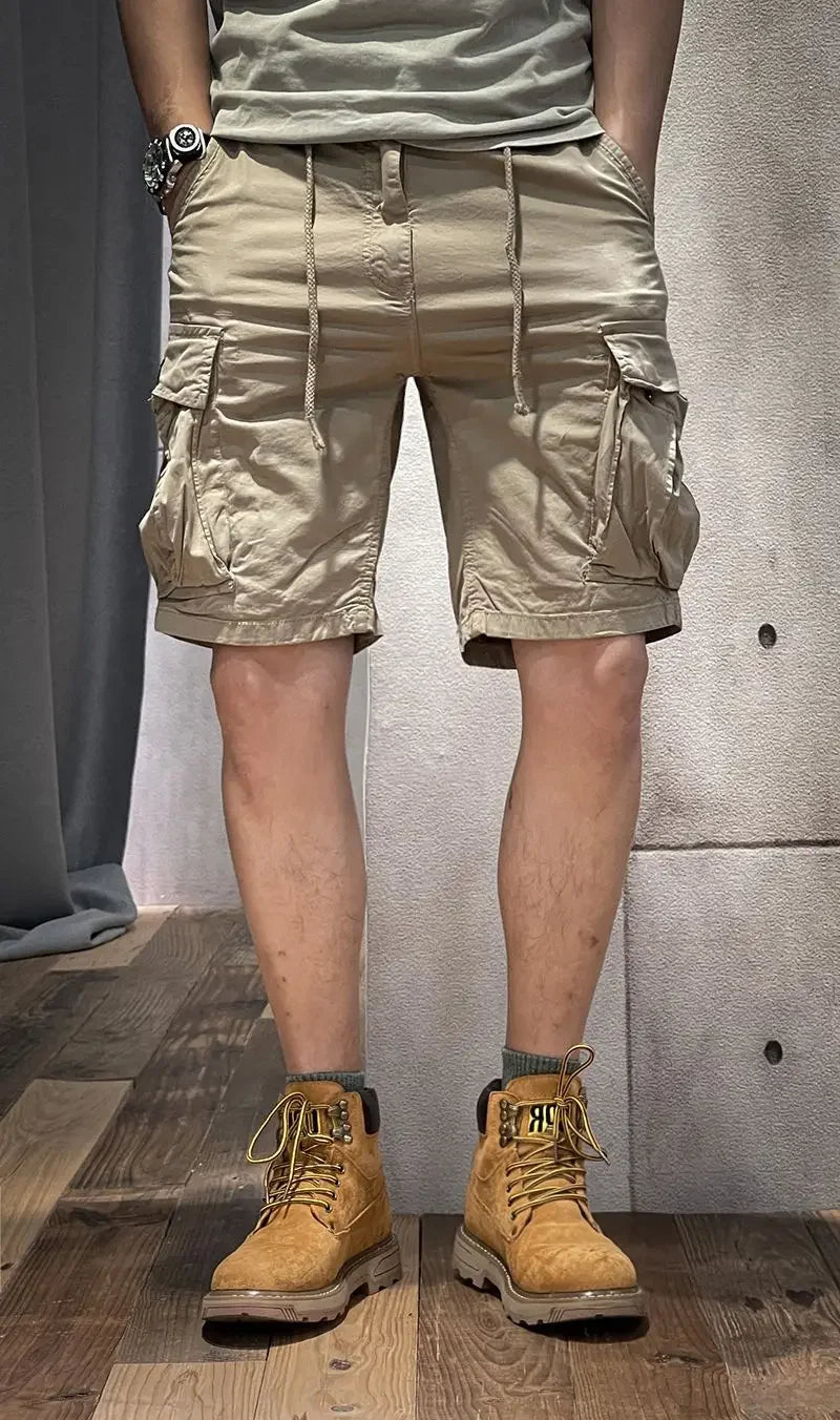 Men's Cargo Shorts Half Combat Male Bermuda Short Pants Solid Comfortable