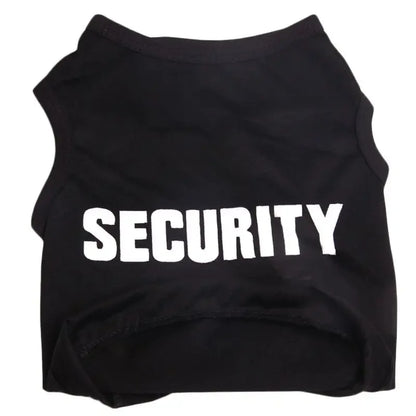 Security Guard Suit Cosplay Dog Clothes Black Elastic Vest Puppy Apparel Costumes for Dogs Cats