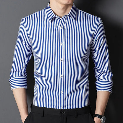 Men's Striped Shirt Long Sleeve Slim Fit Regular Fit