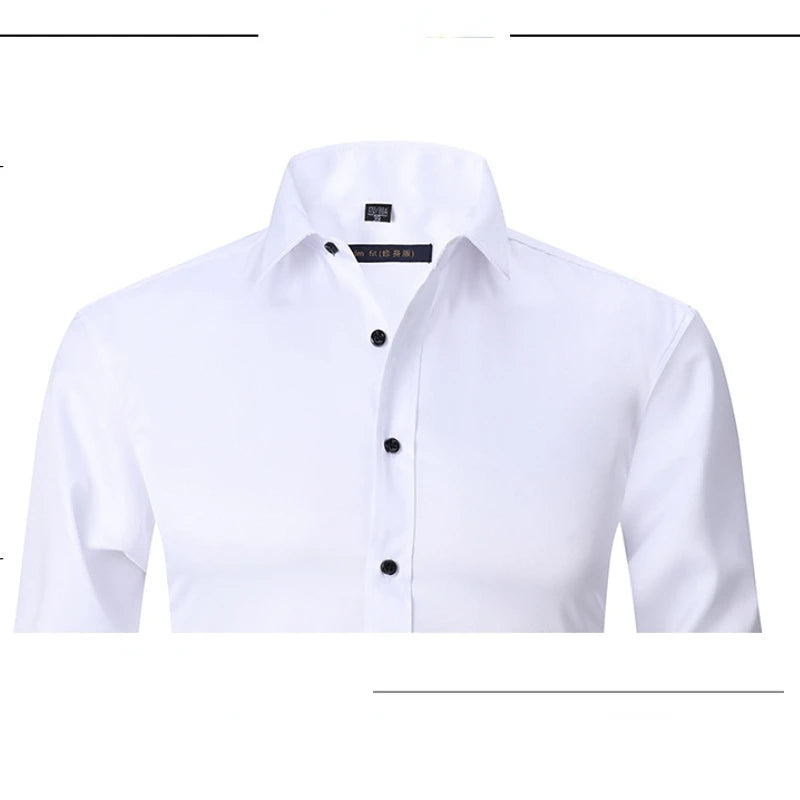 Men's  Formal Long Sleeve Shirt Anti-Wrinkle No-Ironing Elasticity Slim Fit