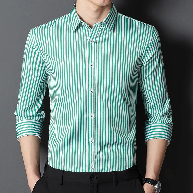 Men's Striped Shirt Long Sleeve Slim Fit Regular Fit