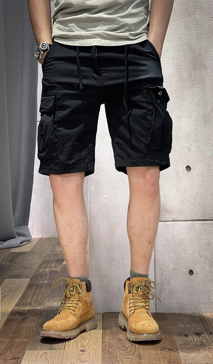 Men's Cargo Shorts Half Combat Male Bermuda Short Pants Solid Comfortable