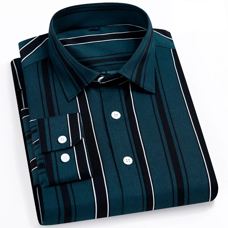 Men's Striped Shirt Long Sleeve Slim Fit Regular Fit