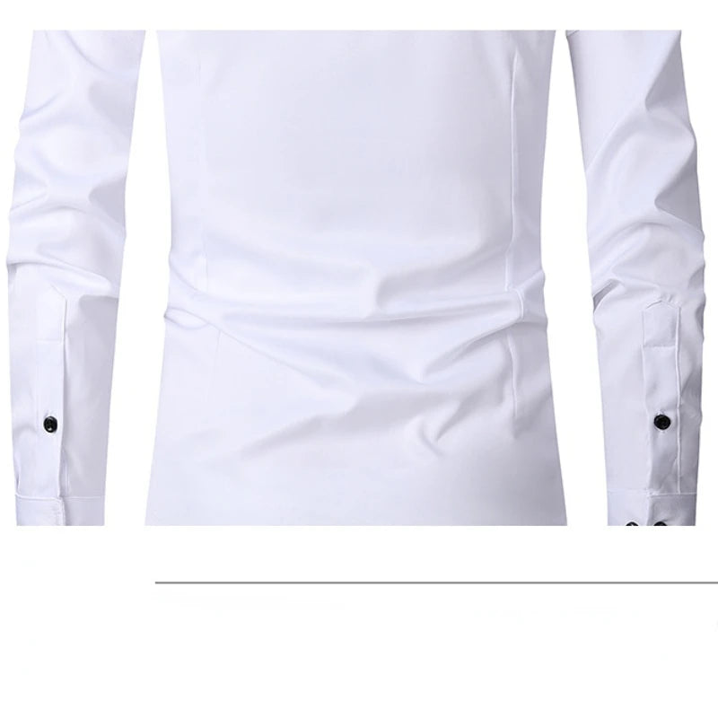 Men's  Formal Long Sleeve Shirt Anti-Wrinkle No-Ironing Elasticity Slim Fit