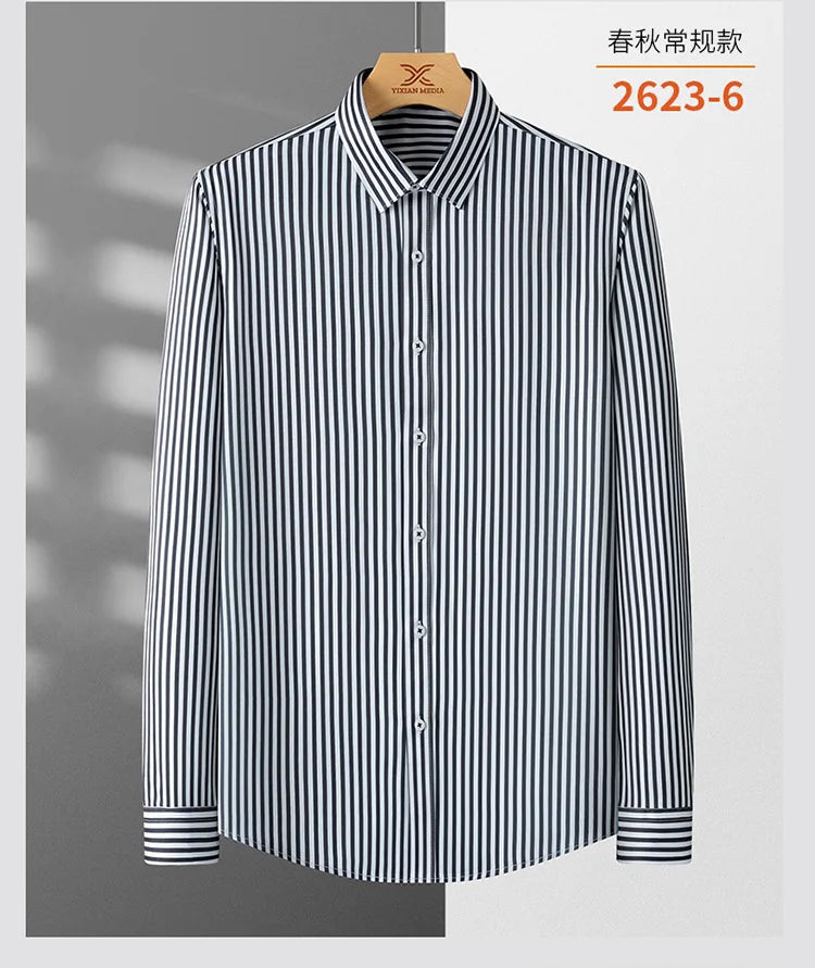 Men's Striped Shirt Long Sleeve Slim Fit Regular Fit