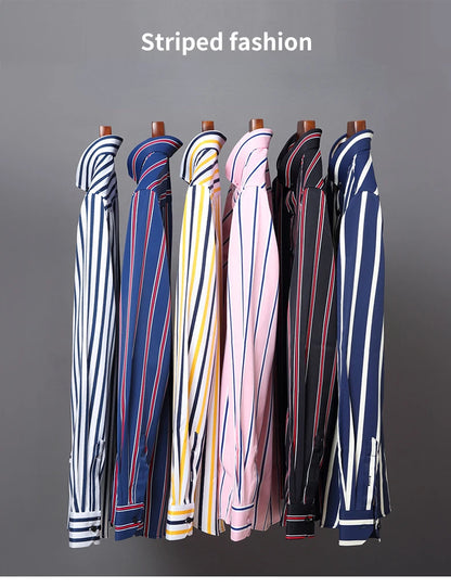 Men's Striped Shirt Long Sleeve Slim Fit Regular Fit