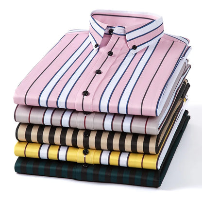 Men's Striped Shirt Long Sleeve Slim Fit Regular Fit