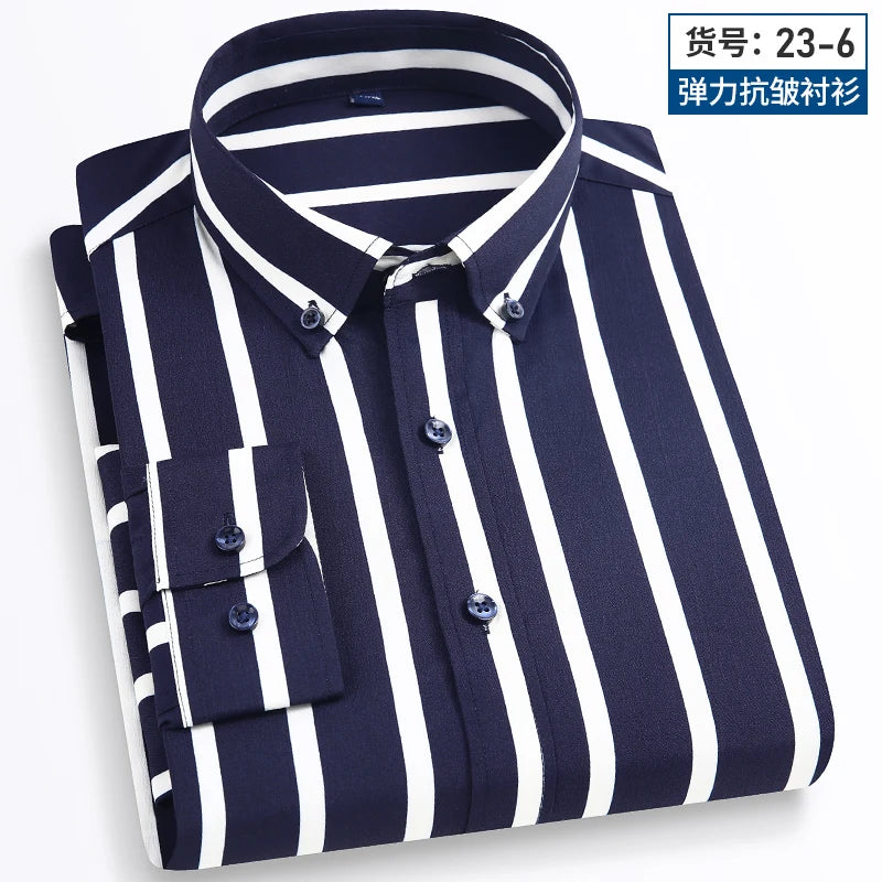 Men's Striped Shirt Long Sleeve Slim Fit Regular Fit