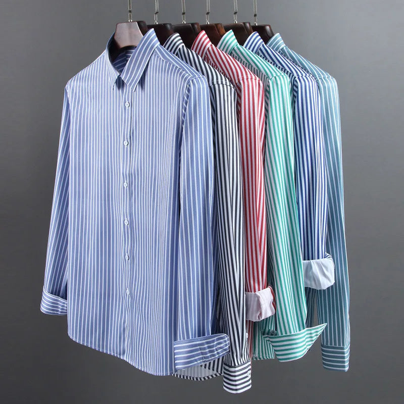 Men's Striped Shirt Long Sleeve Slim Fit Regular Fit