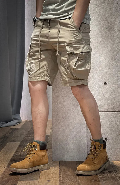 Men's Cargo Shorts Half Combat Male Bermuda Short Pants Solid Comfortable