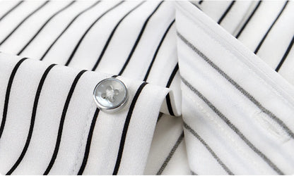 Men's Striped Shirt Long Sleeve Slim Fit Regular Fit