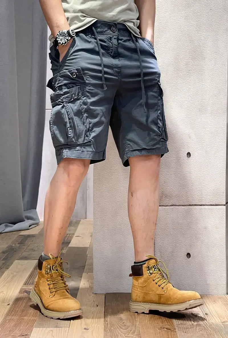 Men's Cargo Shorts Half Combat Male Bermuda Short Pants Solid Comfortable