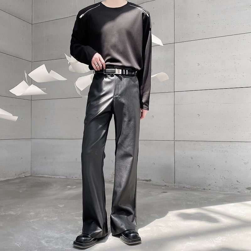 Mens Premium Casual PU Leather Suit Pants