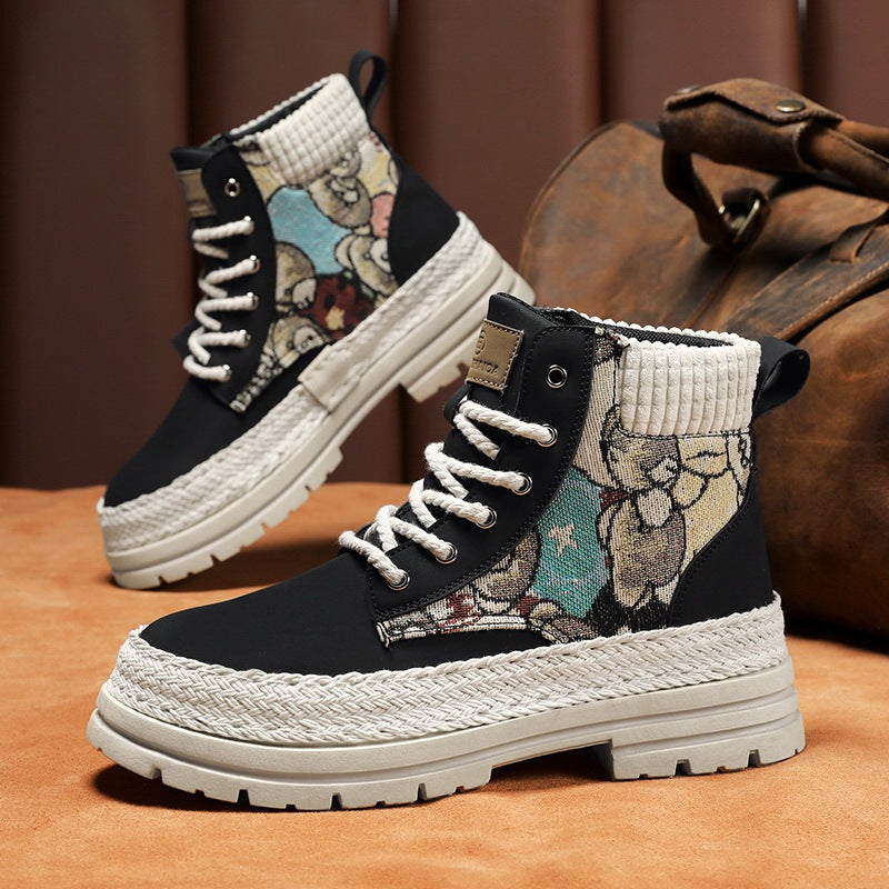 Men's Casual All-match Worker Boots High-top Shoes