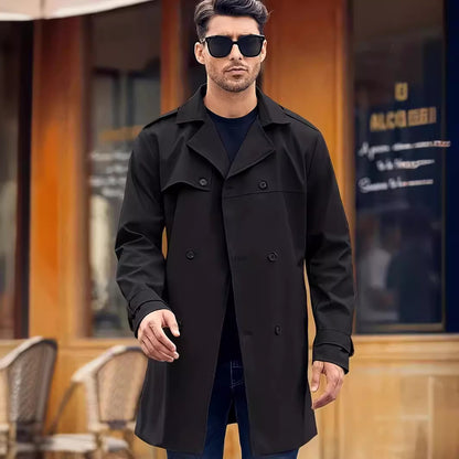 Men's Double-breasted Long-sleeved Lapel Cooked Coat