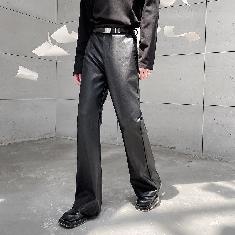 Mens Premium Casual PU Leather Suit Pants