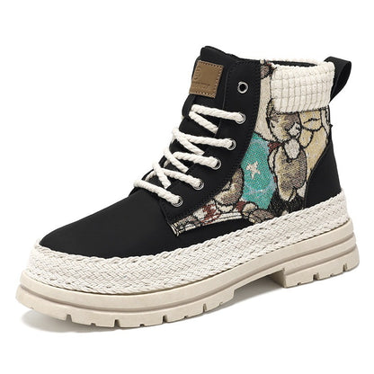 Men's Casual All-match Worker Boots High-top Shoes