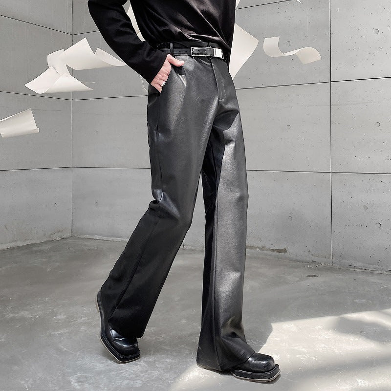 Mens Premium Casual PU Leather Suit Pants